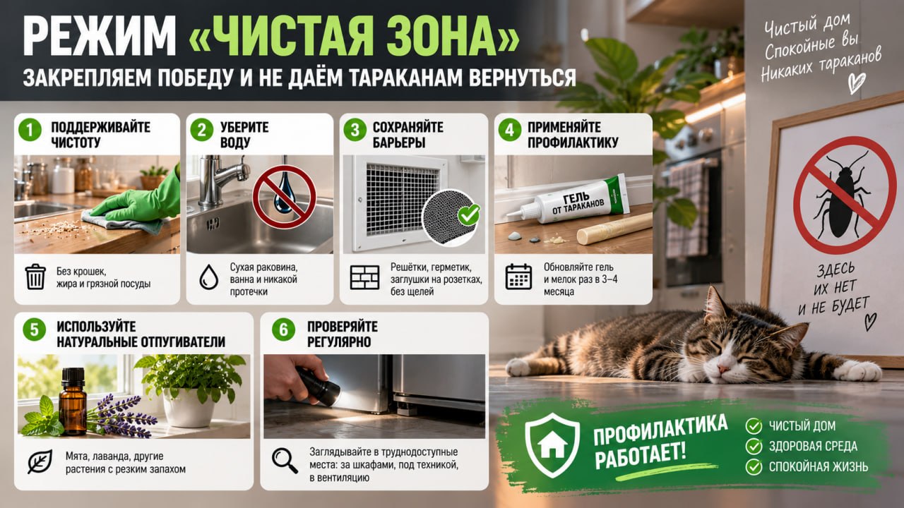 закрепляем победу и не даём тараканам ни единого шанса на возвращение